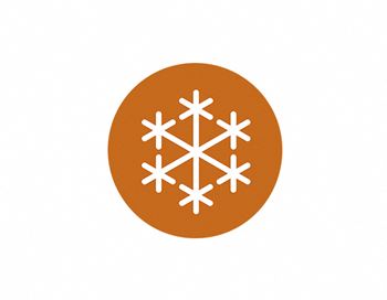 A snowflake icon is displayed in the center of an orange circle.